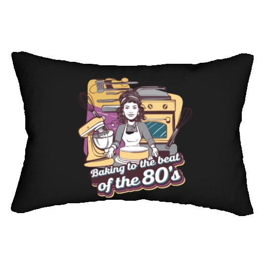 Baking to the Beat of the 80s Retro Music Baker Lumbar Pillows