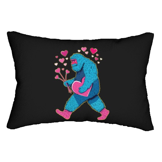 Bigfoot Heart Valentine's Day Boys Girls Kids Lov Lumbar Pillows