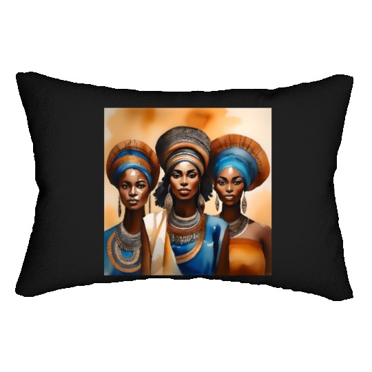 African Woman Portrait C Lumbar Pillows