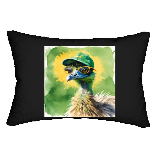 Green and Gold Emu Lumbar Pillows
