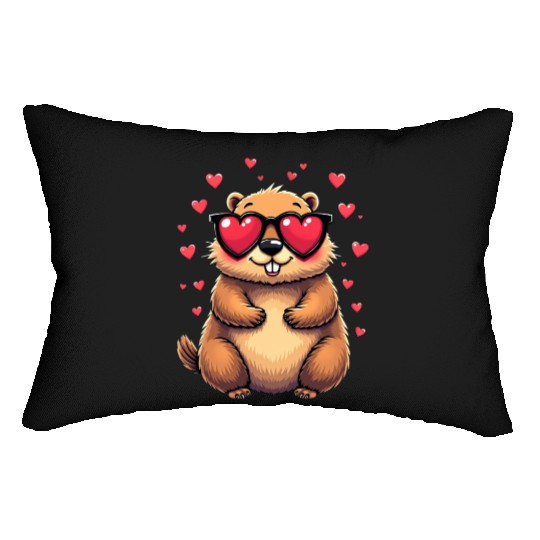 Groundhog Valentines day Animal Lovers Lumbar Pillows