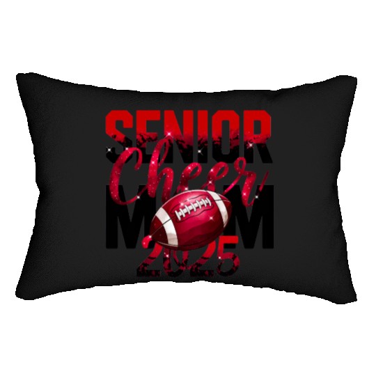 Red Senior Cheer Mom 2025 Football Design Mom Life Lumbar Pillows