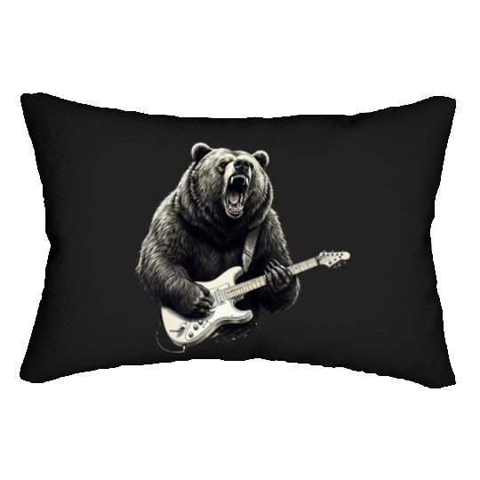 Mens Rock and Roll Bear Electric Guitar Music Band Lumbar Pillows