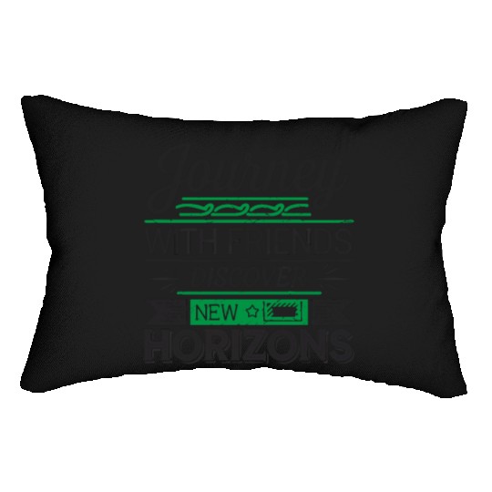 Journey with Friends adevnture travel quote text Lumbar Pillows