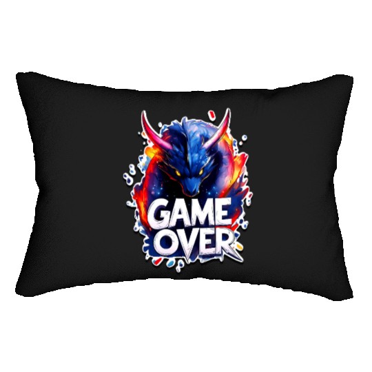 Game Over - Dragon Art - Graffiti Style - Gamer Sl Lumbar Pillows