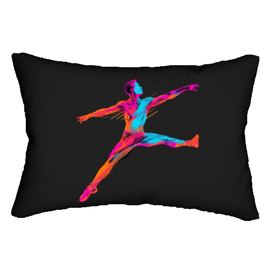 Male Ballet Dancer Synthwave Lumbar Pillows