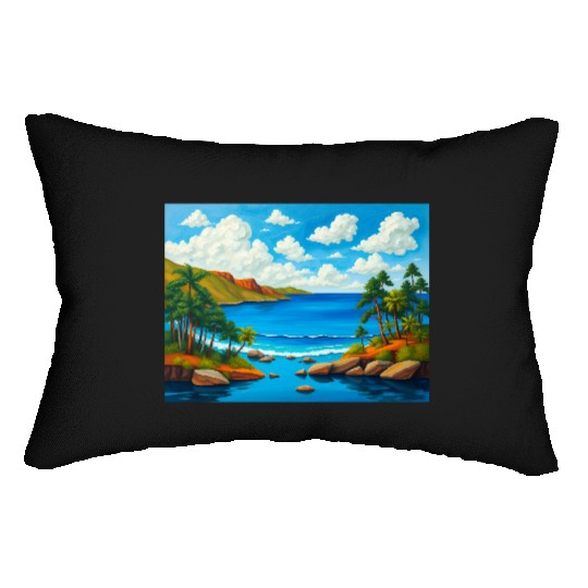 Serene Sunrise Over the Sea Lumbar Pillows