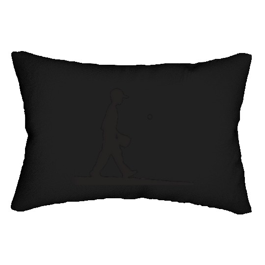 Baseball Player Black And White Lumbar Pillows
