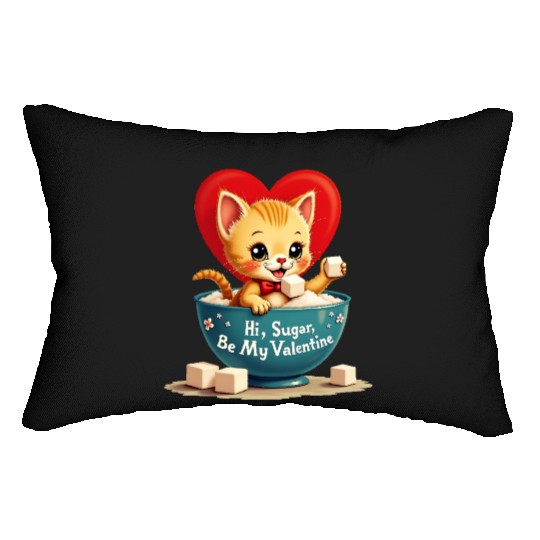 Hi Sugar Vintage Kitten Valentine s Day Card Lumbar Pillows