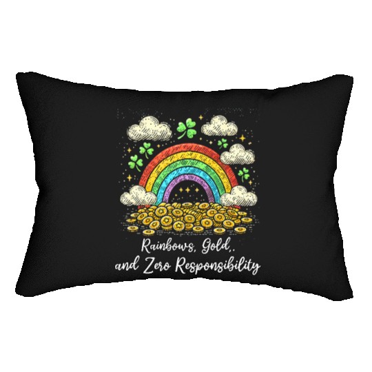 Lucky Rainbow and Gold Design Lumbar Pillows