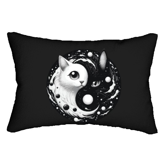 Ying and Yang Cats Asian Meditation Gift Idea Lumbar Pillows
