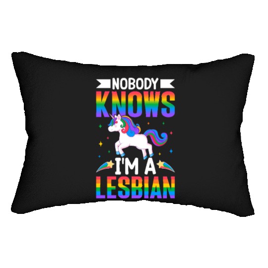 Nobody Knows I'm A Lesbian Pride LGBTQ Rainbow Lumbar Pillows