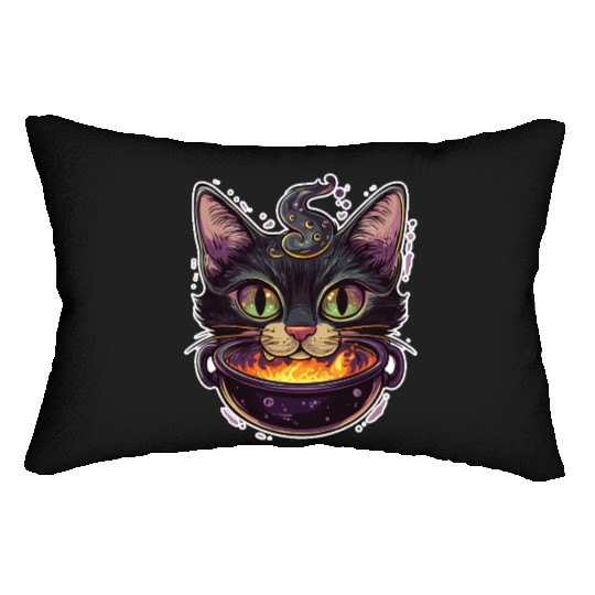 Cat Boiler Cat Witch Halloween Lumbar Pillows