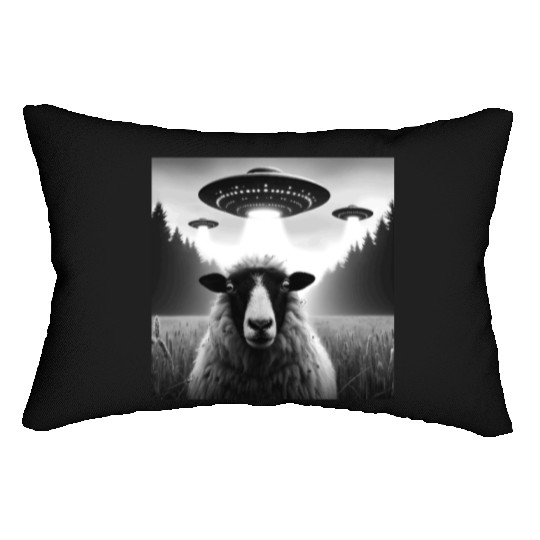 Sheep ram, lamb Funny Graphic Selfie with UFOs Wei Lumbar Pillows