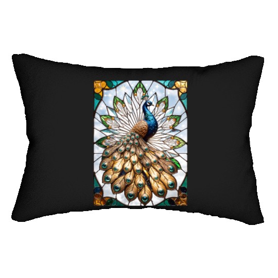 Stained Glass Peacock Lumbar Pillows