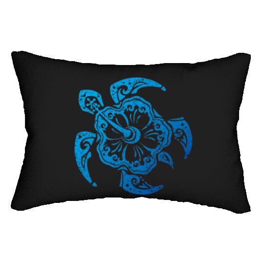 Hibiscus Turtle Hawaiian Distressed Graphic Lumbar Pillows