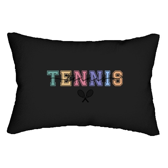 Tennis Typography and Tennis Rackets Lumbar Pillows