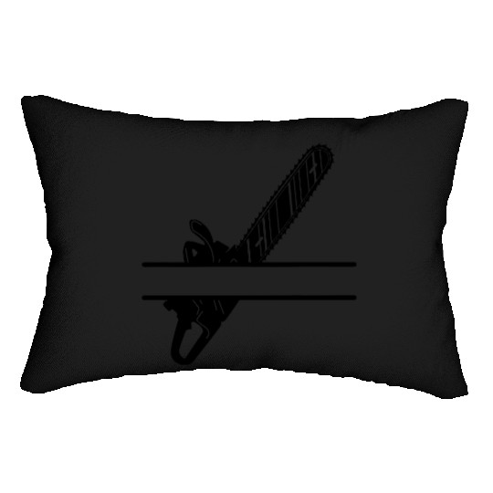 Chainsaw lumberjack banner Lumbar Pillows