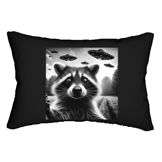 Racoon trash panda Funny Graphic Selfie UFOs Weir Lumbar Pillows