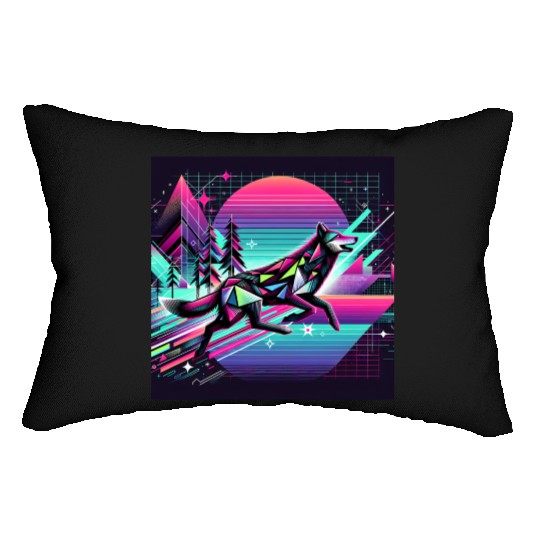 Neon Wolf - Retro Vibes Lumbar Pillows