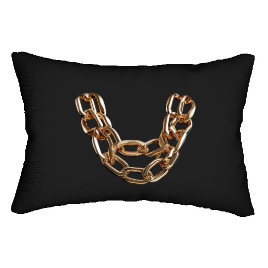 Shiny gold bold chain Lumbar Pillows