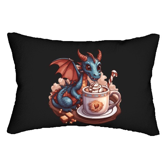 Cozy Dragon and Hot Chocolate Delight Lumbar Pillows