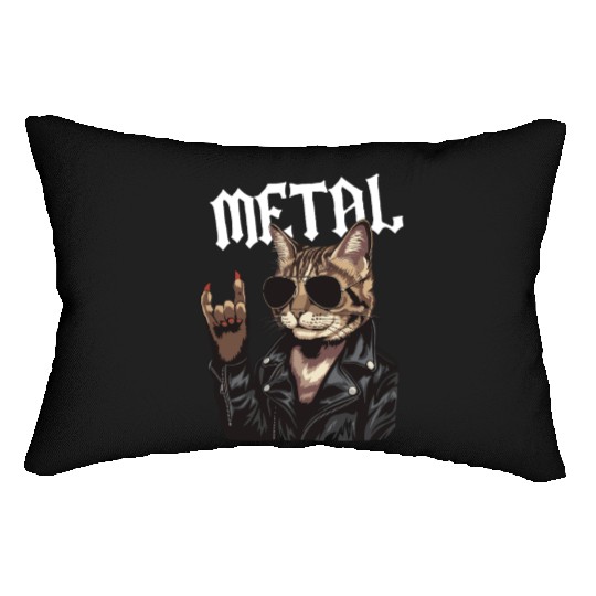 Heavy Metal Cat Rocker Death Metal Music Fan Gift Lumbar Pillows