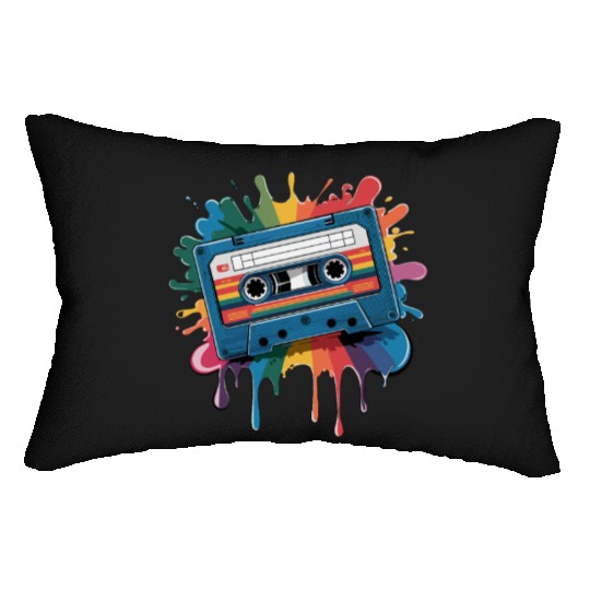 80s Retro Cassette Splash Classic Cassette Tape Lumbar Pillows