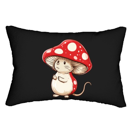 Mushroom Mouse Funny Animal And Mushroom Lumbar Pillows