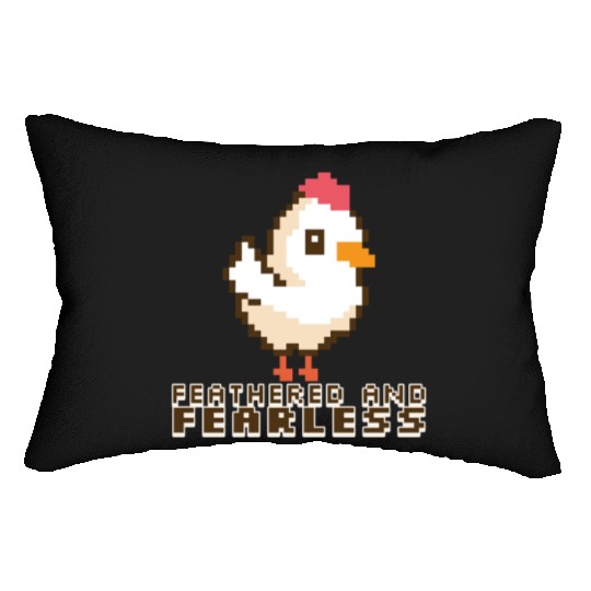 Feathered and Fearless: Bold 8-Bit Chicken Lumbar Pillows