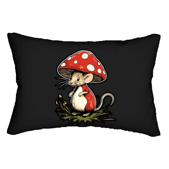 Mushroom Mouse Funny Animal And Mushroom Lumbar Pillows
