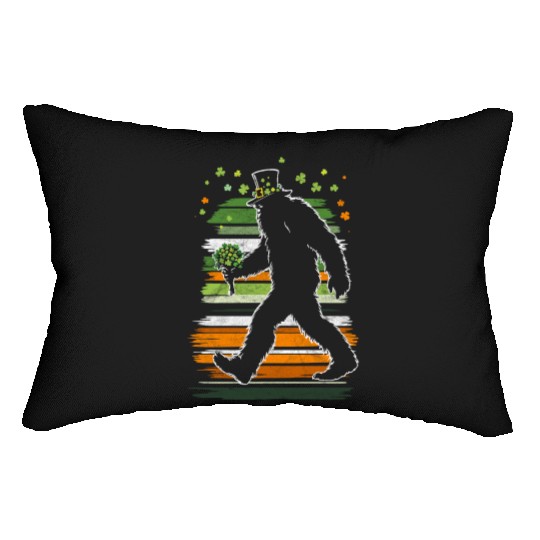 St Patricks Day Irish Sasquatch Shamrock Bigfoot Lumbar Pillows