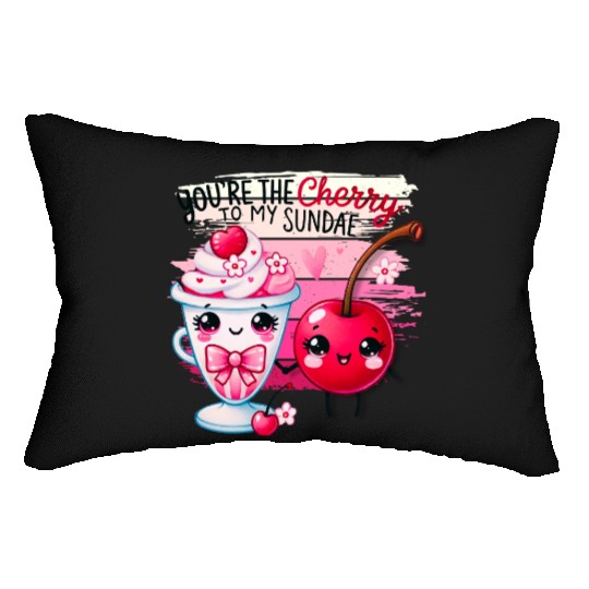 Love is Sweet: Cherry on Top Valentine's Day Pun Lumbar Pillows