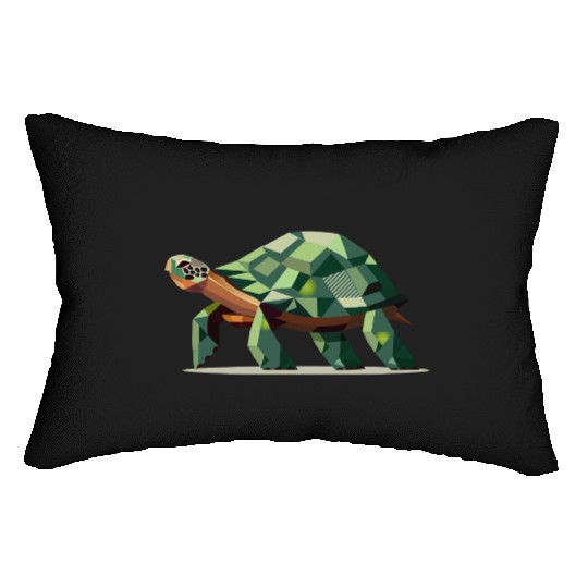 stylized turtle in polygonal design Lumbar Pillows