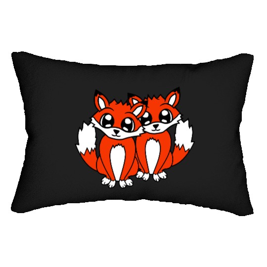 2 Foxes Friends Red Fox Two Wild Animals Team Crew Lumbar Pillows