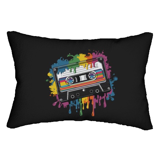 80s Retro Cassette Splash Classic Cassette Tape Lumbar Pillows