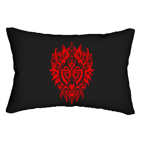 Tribal Red Wolf Spirit Lumbar Pillows
