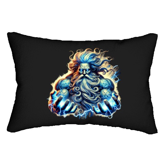 The Greek God Zeus with Lightning Lumbar Pillows