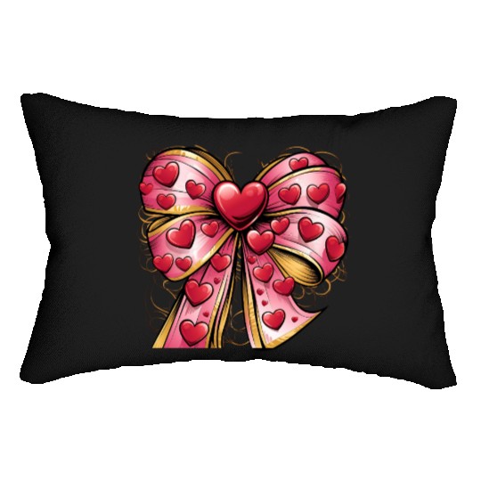 Valentine day Heart Coquette bow Bowtiful Arrangem Lumbar Pillows