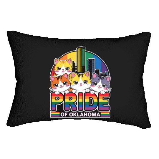 Pride of Oklahoma City USA Rainbow Flag Lumbar Pillows