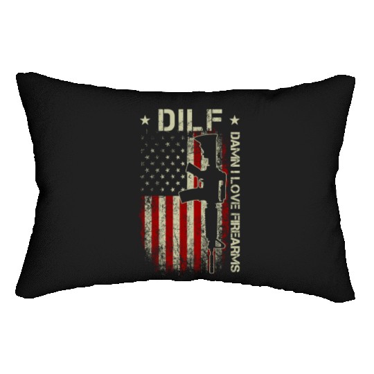 DILF - Damn I Love Firearms Gun American Flag Lumbar Pillows