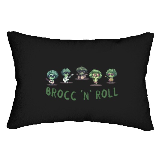Rock And Roll Broccoli Fun Guitar Rock Band Humor Lumbar Pillows