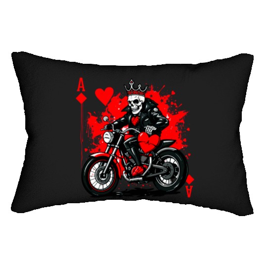 Red Ace Skull Rider Artwork Lumbar Pillows