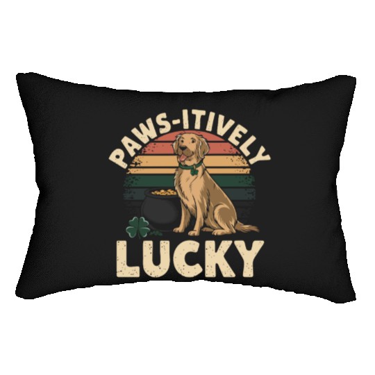 Paws-itively Lucky: Golden Retriever St. Patrick's Lumbar Pillows