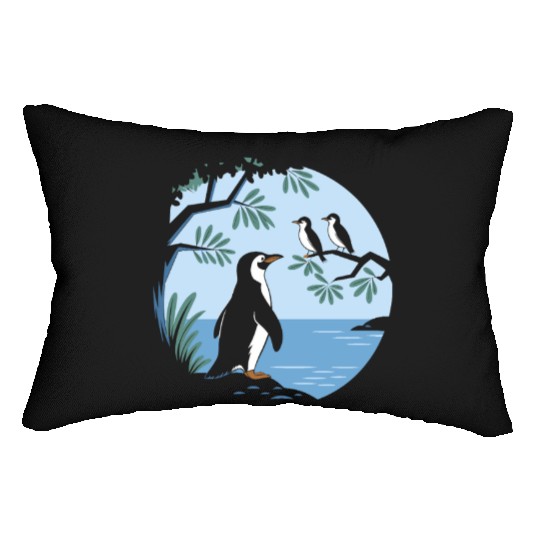 Birdwatching Penguins Nature Scene Lumbar Pillows