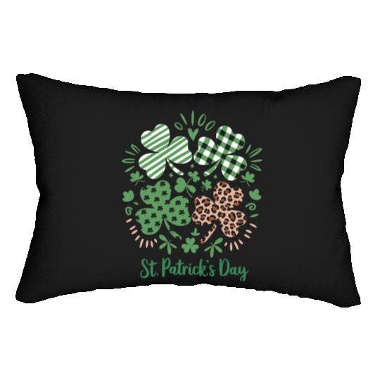 Plaid Leopard Print Shamrock St. Patrick's Day Lumbar Pillows