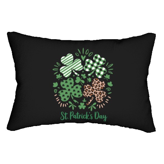 Plaid Leopard Print Shamrock St. Patrick's Day Lumbar Pillows