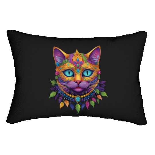 Cute Cat Mardi Gras Carnival Cat Lover Lumbar Pillows