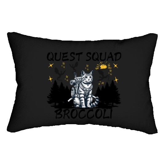 Retro Quest Fantasy Squad Broccoli Funny Cat Lover Lumbar Pillows