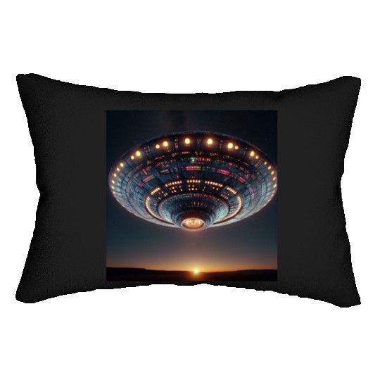 Alien spaceship Lumbar Pillows